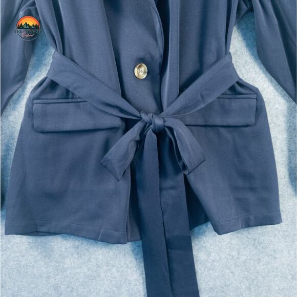 Bloomchic One-Button Coat Navy Belted Collared Trench Blazer Women's Size 18-20 - Picture 5 of 13